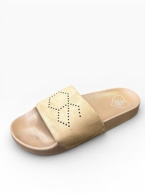 Oasis Society Journey Perforated Slide Sandals Tan Women’s Size 7